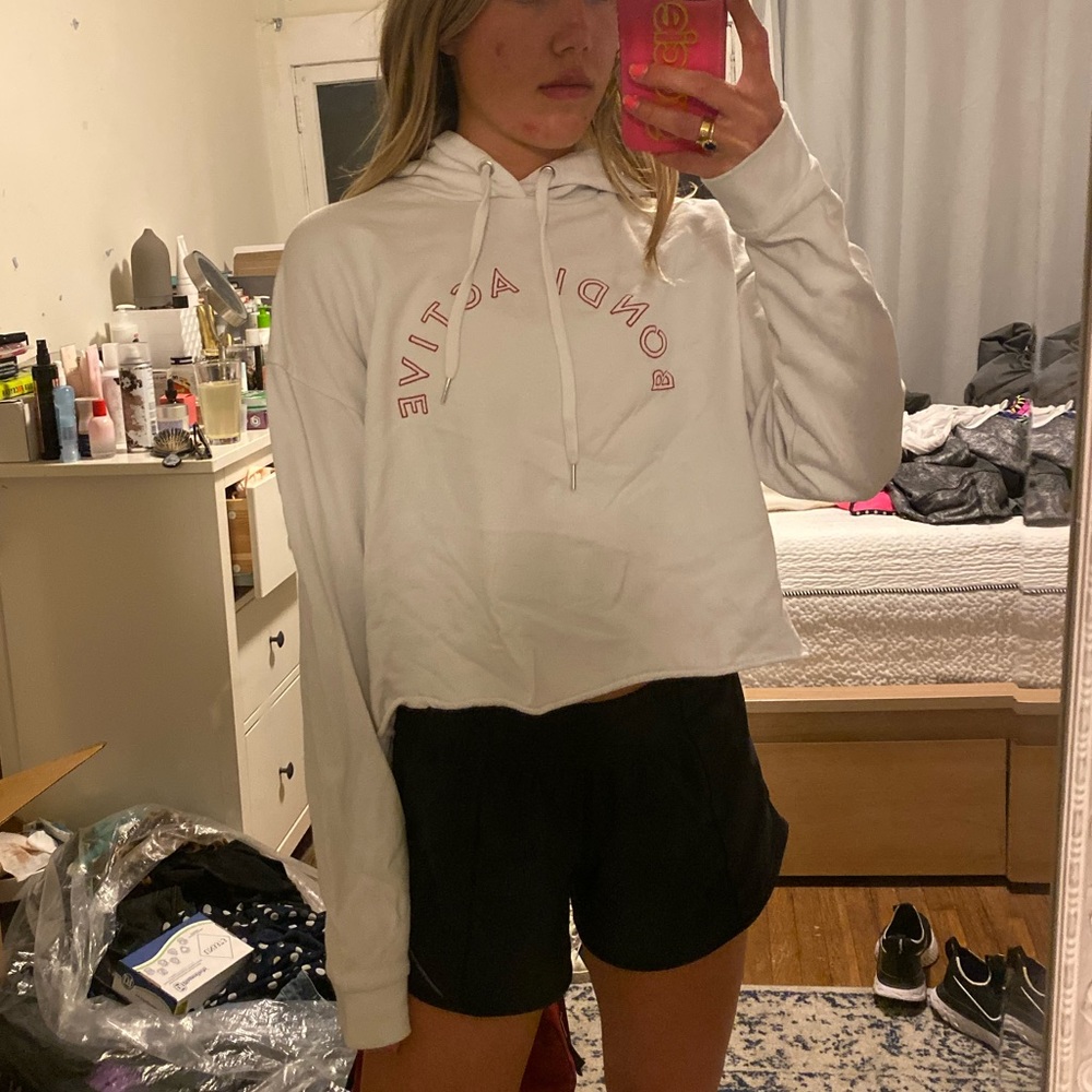 Bondi Active White Crop Hoodie